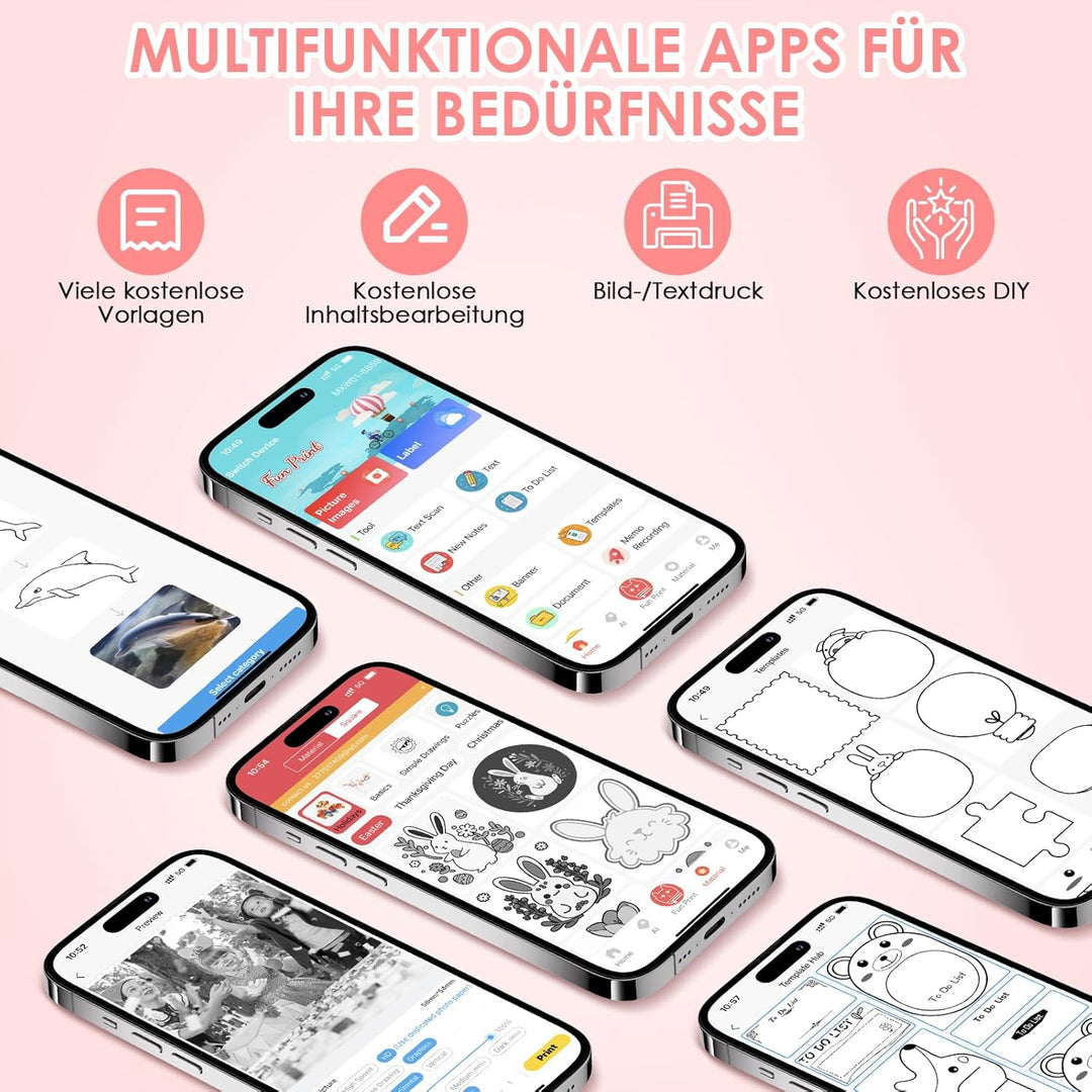 GuKKK Mini-Fotodrucker, Thermodrucker, tragbarer Sofortbilddrucker, Mini-Fotodruck vom Handy, Thermo