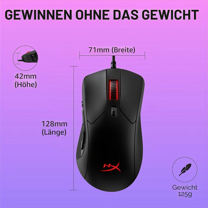 HyperX Pulsefire Raid – Ergonomische – 11 programmierbare Tasten RGB Gaming Maus Wired Pulsefire Rai