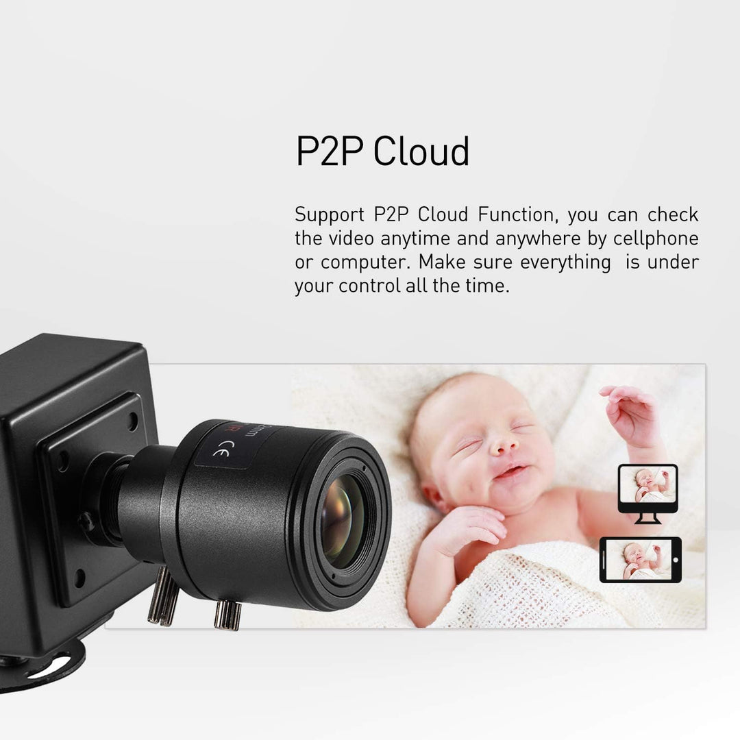 Revotech Zoom Mini POE IP Kamera, HD 3MP Kleine Indoor Überwachungskamera, 6-22 mm manuelles Zoomobj