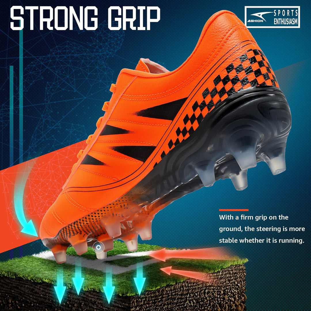 ASHION Fussballschuh Kinder Fussballschuhe Footballschuhe Outdoor Athletic Soccer Schuhe, 33 EU C Or