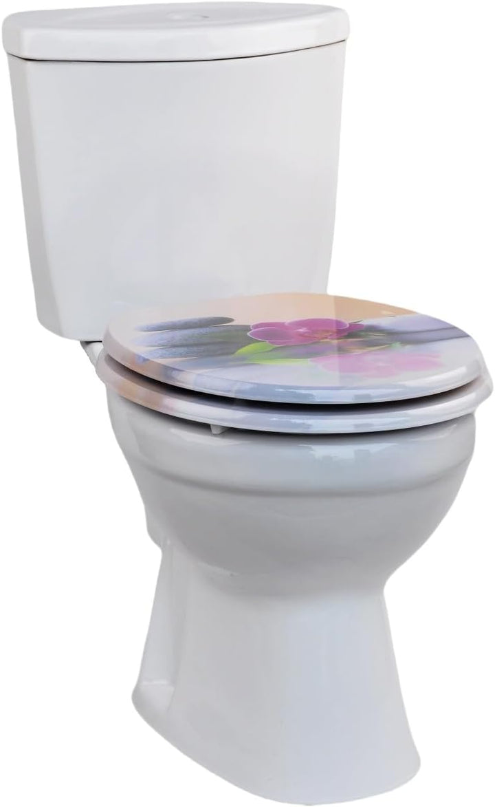WC Sitz mit Absenkautomatik, Toilettendeckel aus Holz, Stabile Qualität, Einfache Reinigung H351, H3