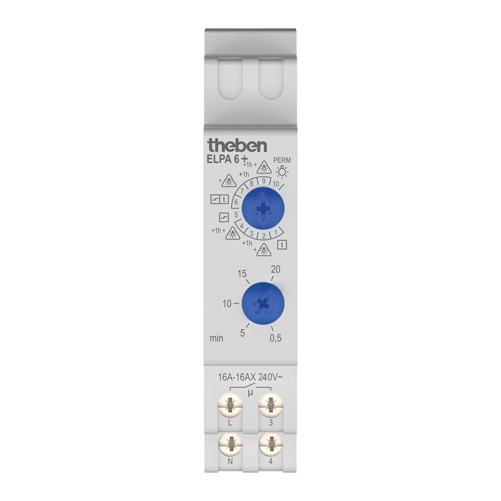 Theben 0060003 ELPA 6 Plus - Elektronischer Treppenlicht-Zeitschalter, Zeitschaltuhr, Schaltuhr, opt