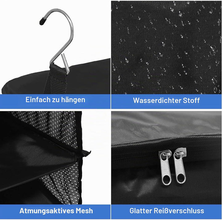 Dokeno Hängend Koffer Organizer Set, Packing Cubes Faltbare mit Kosmetiktasche, Tragbarer Kleidertas
