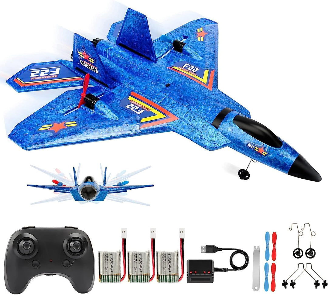 Fremego F-22 RC Flugzeug für Anfänger, 2 Stück 2.4Ghz Ferngesteuertes Flugzeug Raptor Fighter Flugze