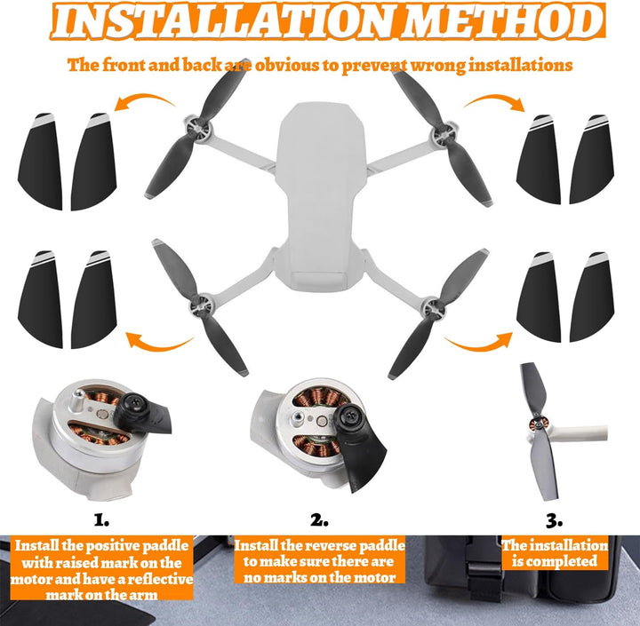 24Pcs Propeller für DJI Mini 4K, Mini 2 SE/ 2/ SE, Drohnen Ersatzpropeller Luftschrauben Set mit Sch