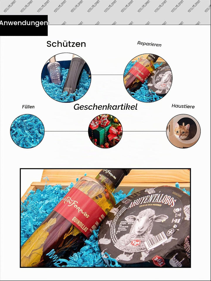 YOTEI SPIRIT® 500g Geschreddertes Türkis Papier für Geschenkbox – Füllmaterial für Pakete, Körbe, Bo
