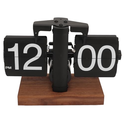 Ejoyous Retro Flip Clock, Grosse Zahlen, Einstellbarer Timer, Schwarznussmaterial, Luxusdesign, für