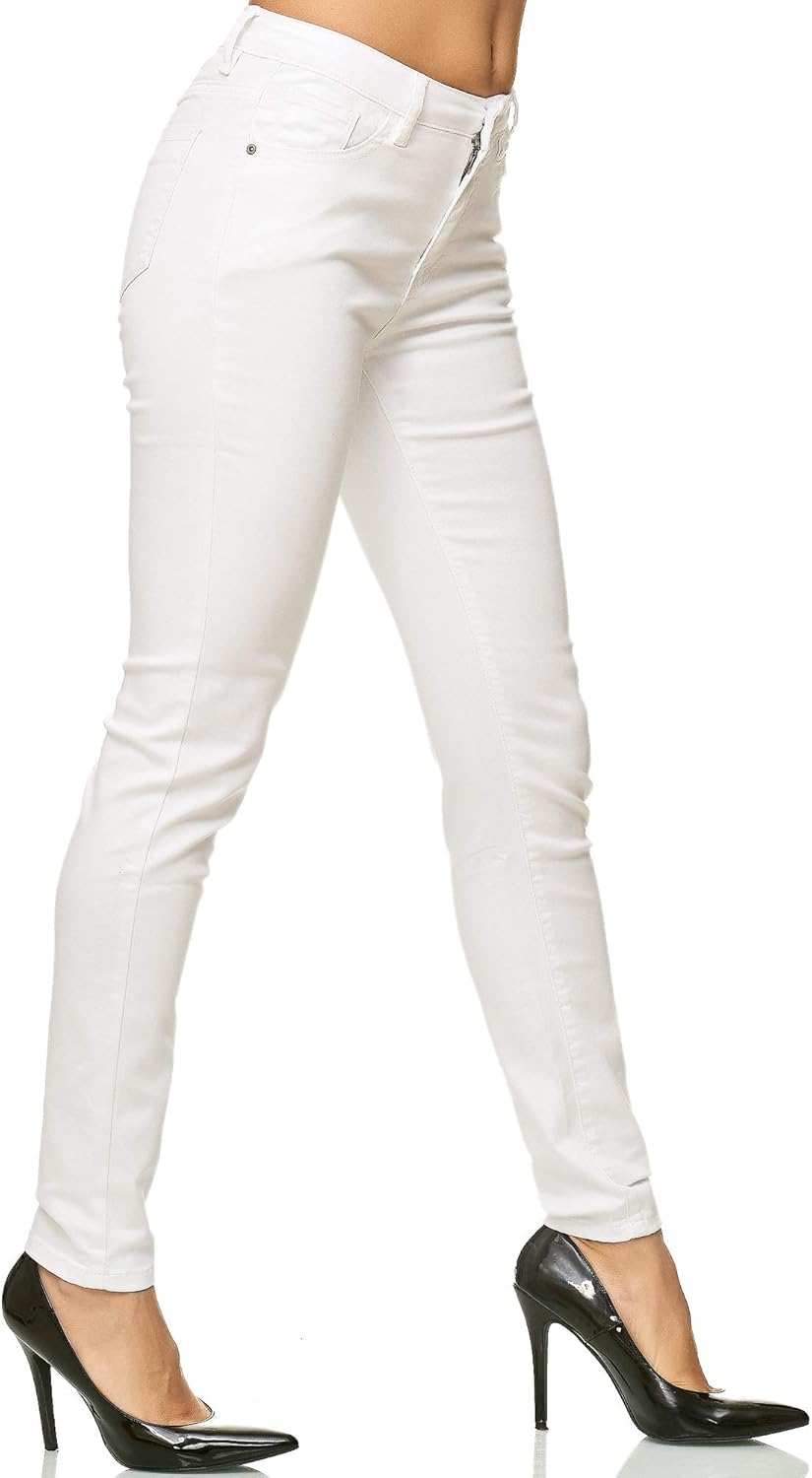 Elara Damen Hose Skinny Stretch Jeans 3 Längen Chunkyrayan 44W / 30L Weiss Elara, 44W / 30L Weiss El
