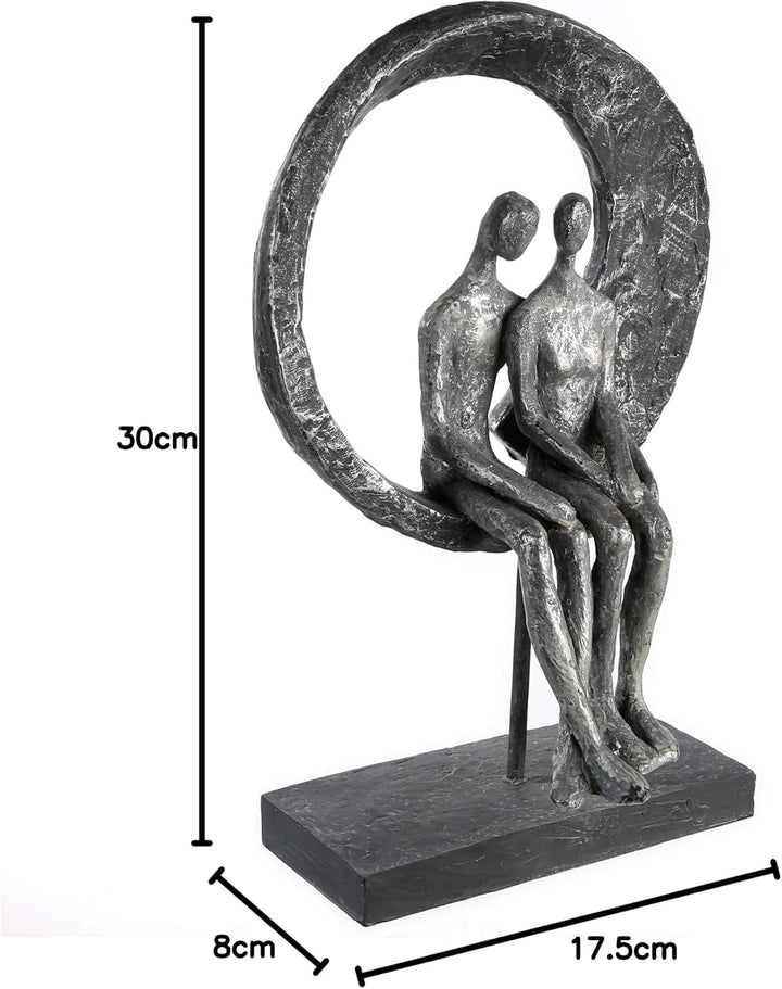 Casablanca Deko Skulptur - aus Poly silberfarben -Zertifikat Spruchanhänger H 30 cm Höhe 30 cm Grau,