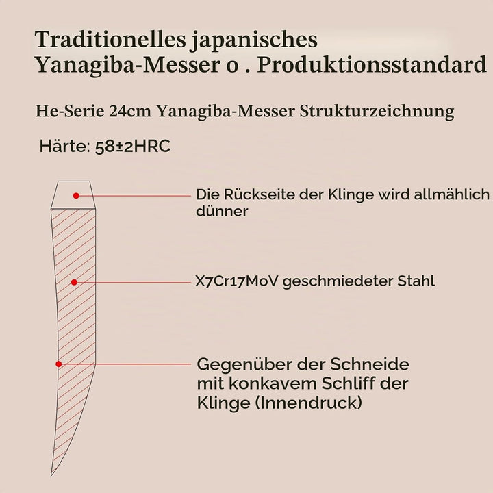 XINZUO 24cm Edelstahl Yanagiba Messer, X7Cr17MoV Stahl Sashimi Messer Einzelfase Klinge -Geschmiedet