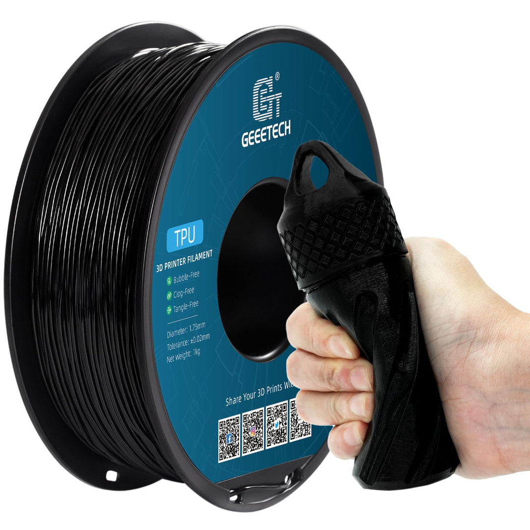 GEEETECH TPU Filament 1,75 mm +/- 0,02 mm für 3D Drucker, 1KG 1 Spool Schwarz Schwarz 1KG, Schwarz 1