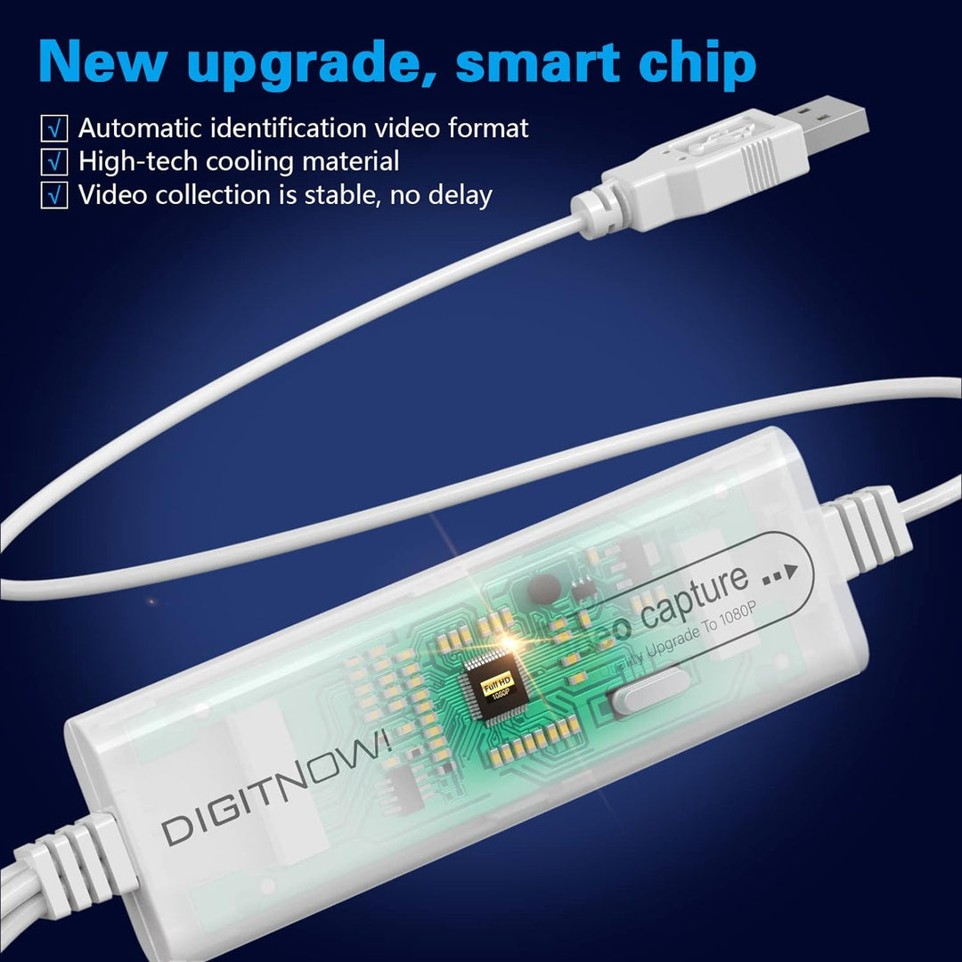 DIGITNOW! USB 2.0 Video Capture Card,VHS VCR TV zu DVD Converter,Unterstützung für Mac OS X PC Windo