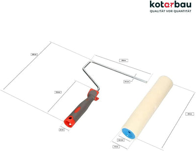 KOTARBAU 5er Set Velours-Farbroller 250 mm mit Gummigriff Farbwalze Pinsel Walzenbürste Rollerwalze