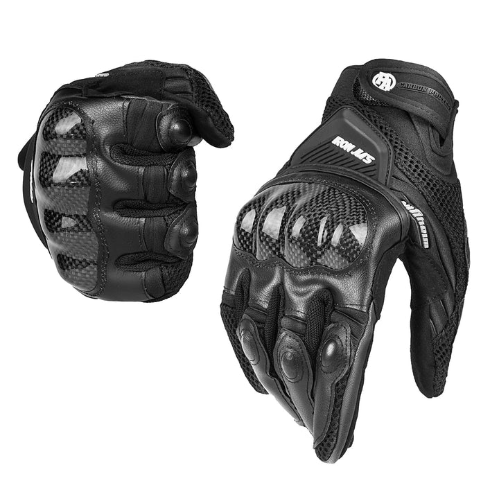 Motorradhandschuhe Atmungsaktive Motorradhandschuhe Leder Vollfinger Knöchelschutzpolster Touchscree