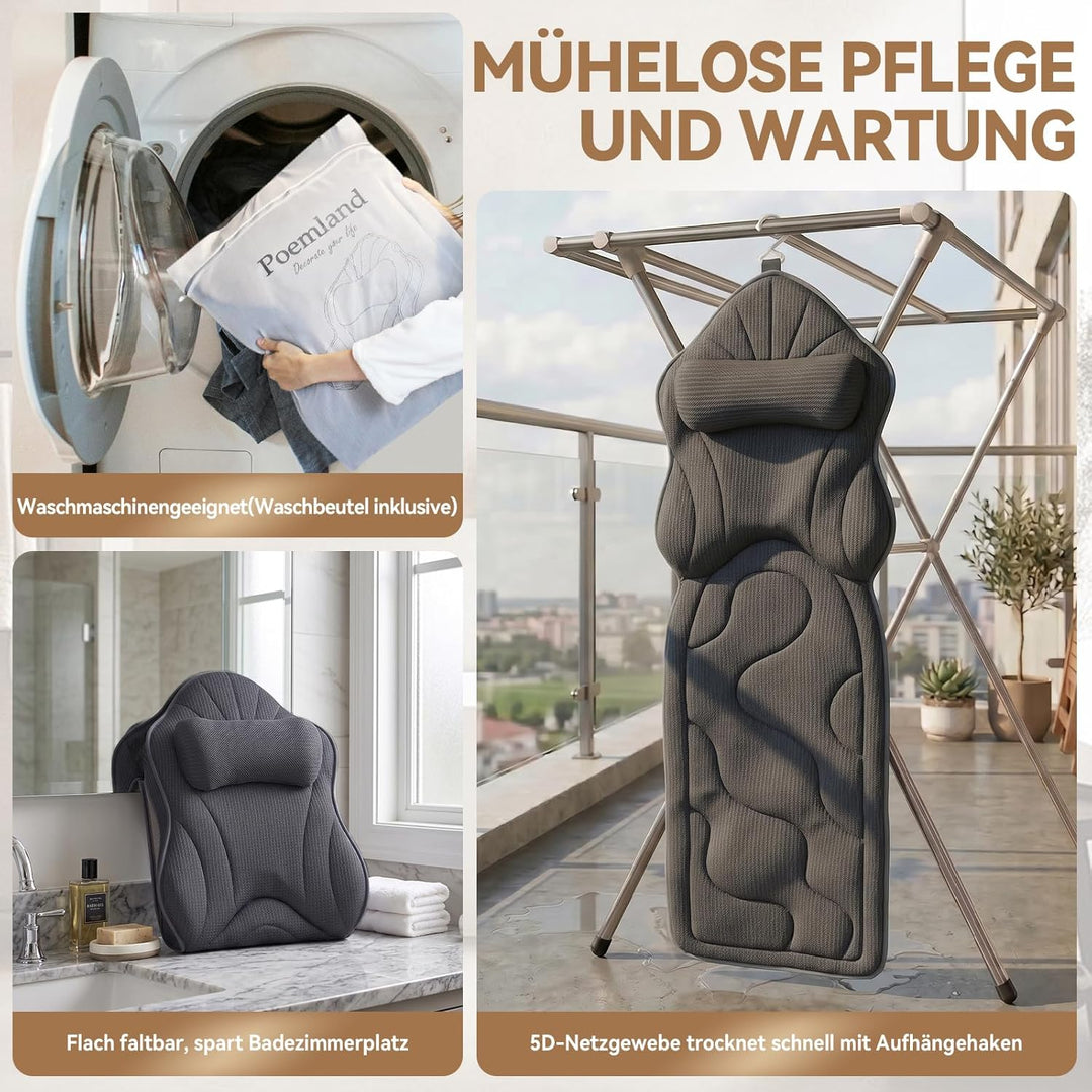 Poemland Luxus Dicke, volle Körper Badewannenkissen Mat &amp; Cushion für Badewanne Kopfstütze Hals Schu