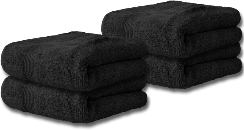 CelinaTex Bari Handtuch Set 4-teilig 2X 70 x 140 cm 2X 80 x 200 cm schwarz Baumwolle Frotteetuch Bad