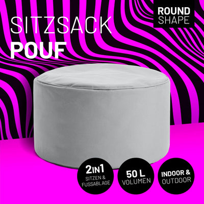 Lumaland Sitzsack Pouf (50 L) | Kompakter Sitzsack mit 3-in-1-Funktion: bequemer Hocker, praktisches