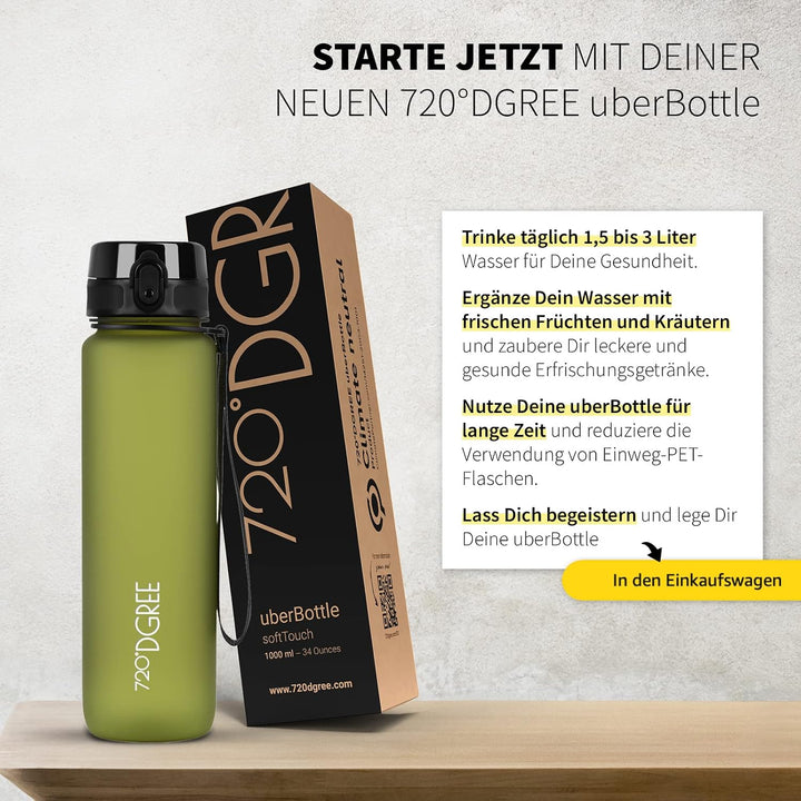 720°DGREE Trinkflasche “uberBottle“ +Sieb - 350ml, 500ml, 650ml, 1000ml, 1,5l, 2l - BPA-Frei - Wasse