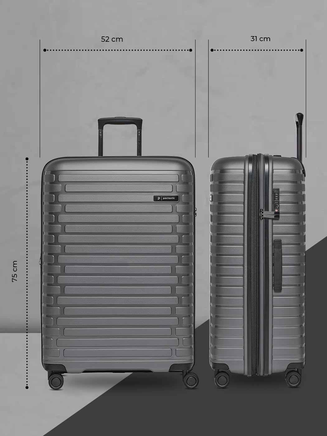 Hartschalen Check-in Koffer | Grosser XL Trolley 52 x 31 x 75 cm von 101 auf 110 Liter erweiterbar |