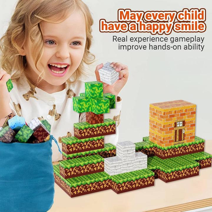Magnetische Bausteine [100PCS 2.5cm] Bauen Mine Magnete Welt Set für Kinder Montessori Kreative Spie