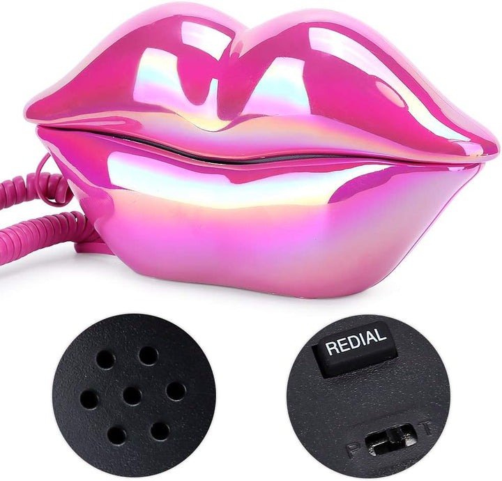 VBESTLIFE Schnurgebundenes Telefon, mundförmiges Lippen-Telefon Desktop-Festnetztelefon mit klarem T