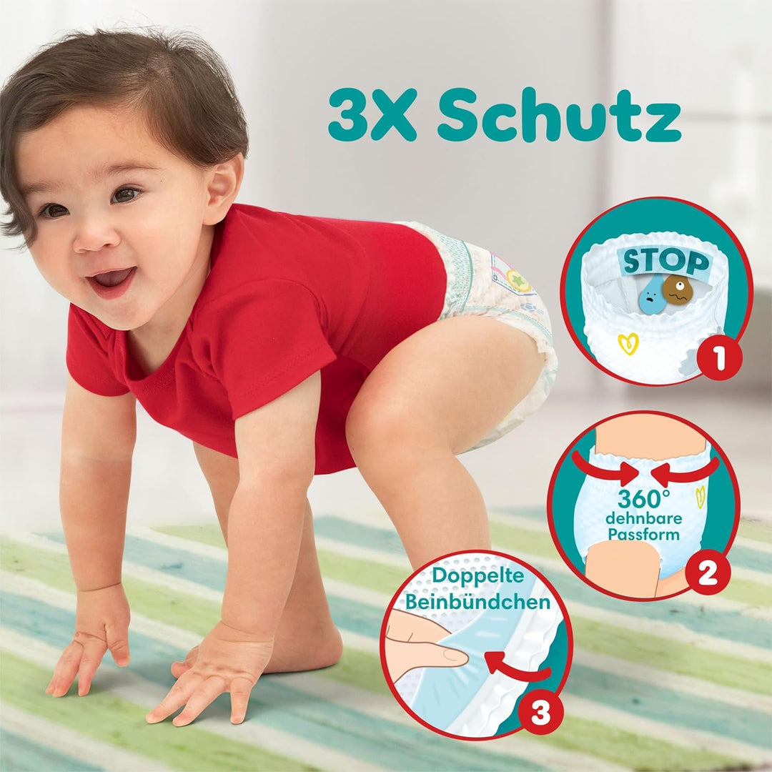 Pampers Windeln Pants Grösse 3 (6-11kg) Baby-Dry, Midi mit Stop- und Schutz Täschchen, MONATSBOX, 19