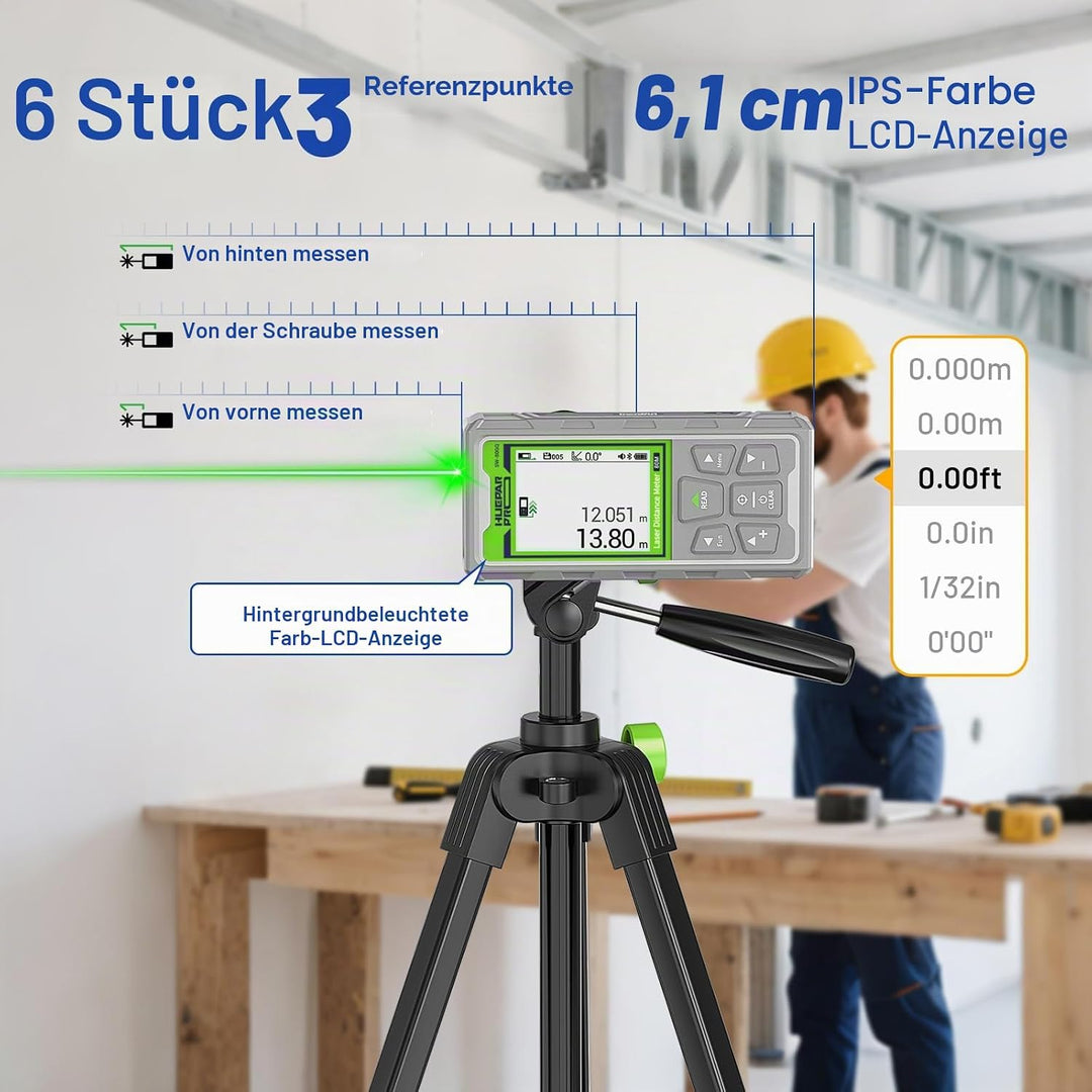 Huepar Pro Outdoor Laser Entfernungsmesser mit Kamera & Bluetooth 80m, 80m