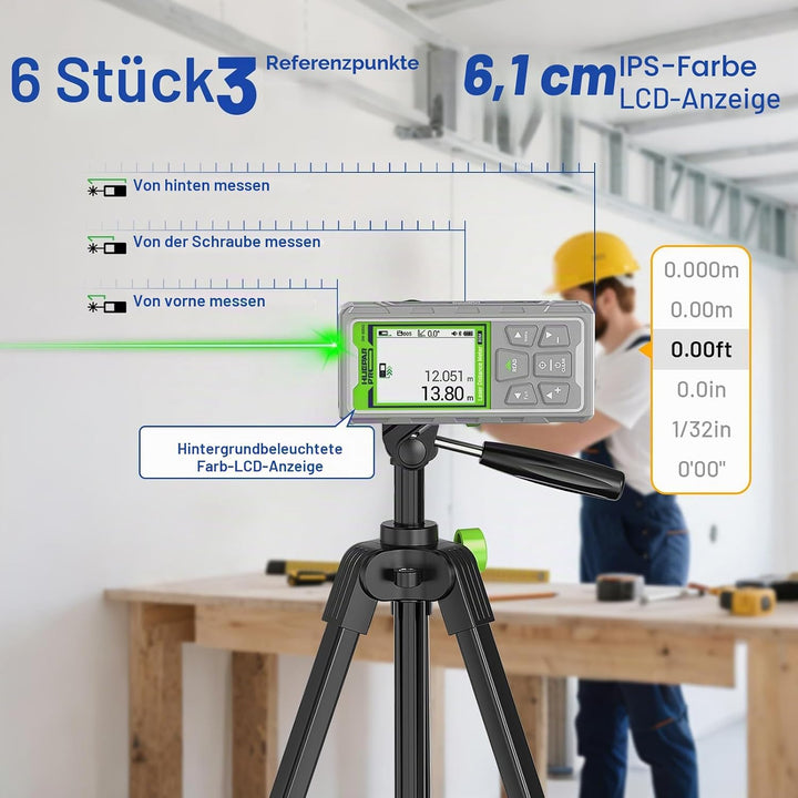 Huepar Pro Outdoor Laser Entfernungsmesser mit Kamera & Bluetooth 80m, 80m