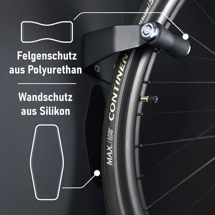 MIGHTY ENGINEERING Fahrrad Wandhalterung ONE4ALL – Vertikale Aufbewahrung für Rennrad, MTB u. E-Bike