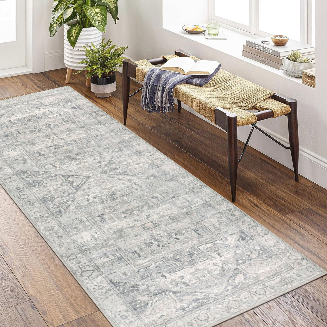 Läufer Teppich Flur 80x200cm rutschfest Teppiche Waschbarer Küche Teppich Läufer Kurzflor Kunstwolle