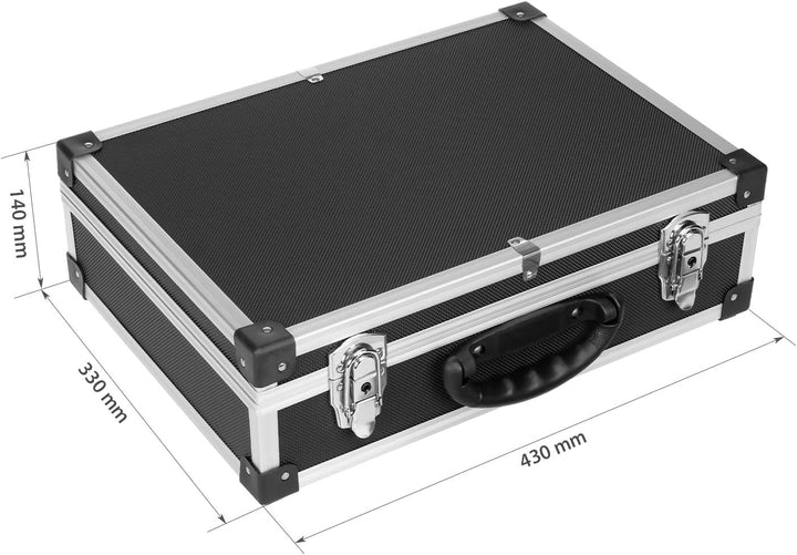anndora Werkzeugkoffer 70101 Werkzeugkiste 42,5 x 30,5 x 12,5 cm abschliessbar - Schwarz Aluminium,