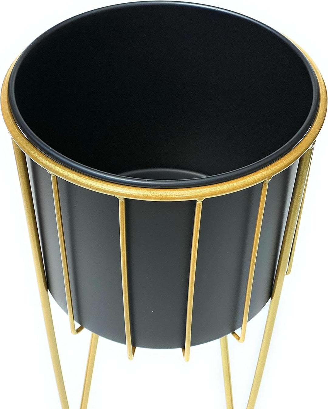 DanDiBo Blumenhocker mit Topf Metall Gold Schwarz Rund L 45 cm Blumenständer 96039 Blumensäule Moder