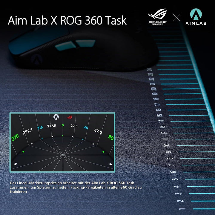 ASUS ROG Hone Ace Aim Lab Edition Gaming Mauspad, 508 x 420 x 3 mm, grosse Grösse, weiches Hybrid-Tu