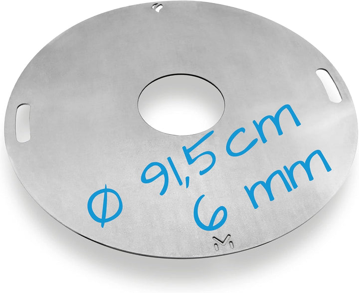 mocisa Universal BBQ Grillplatte 91,5 cm | Feuerplatte | Fassgrill | Kugelgrill | 91,5 cm Stahl blan