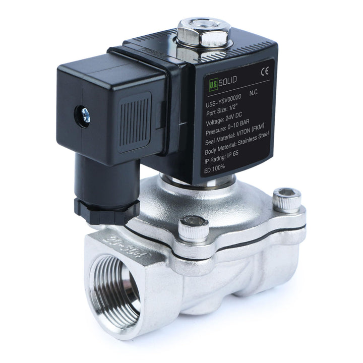 U.S. Solid Solenoid Valve Magnetventil Edelstahl G 1/2" 24V DC Normal geschlossen NC 0-10 bar, venti