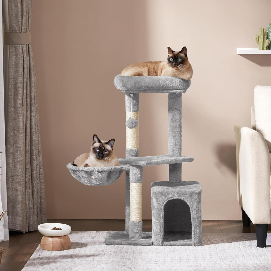 Yaheetech Kratzbaum 87 cm Katzenbaum Kletterbaum, mit Aussichtsplattform Liegemulde Katzenhöhle Sisa