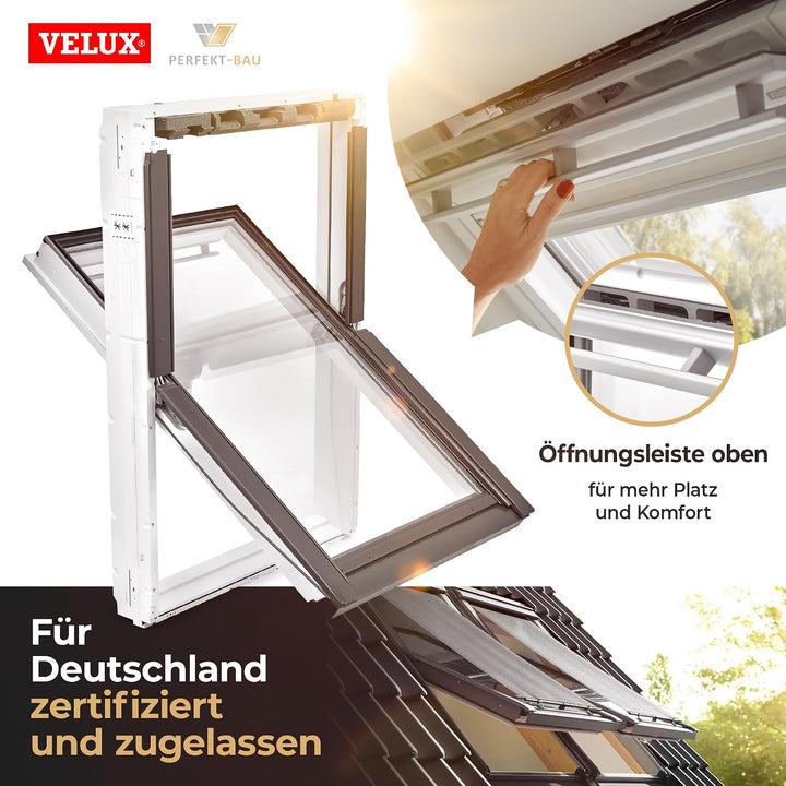 VELUX Kunststoff Dachfenster mit 2-fach Verglasung inkl. Eindeckrahmen und gratis Rollo (66 x 140 (F