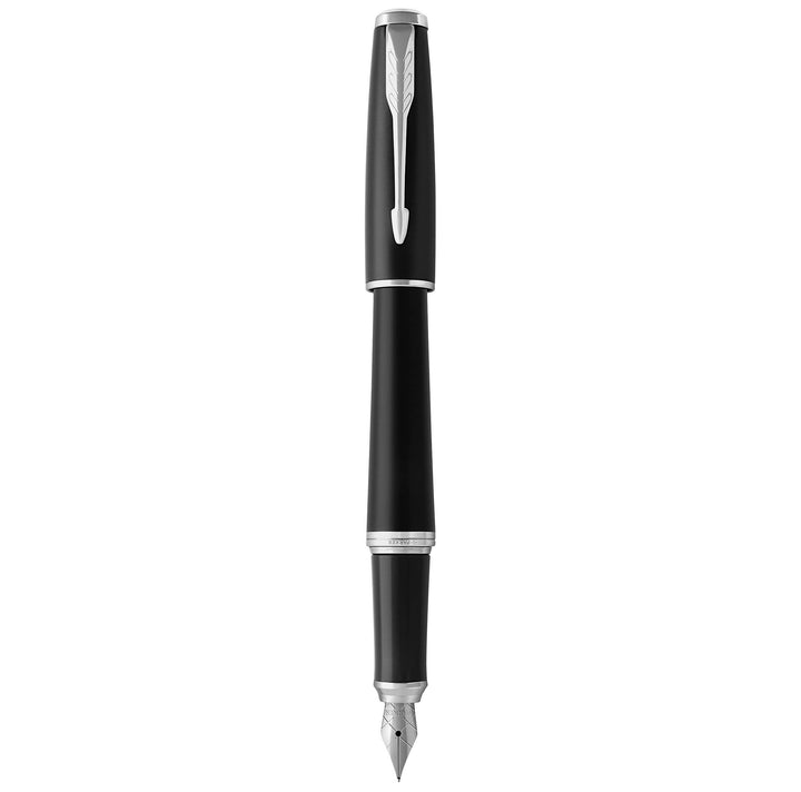 Parker Urban Füller | Muted Black mit Chromzierteilen | Füllfederhalter mit mittlerer Feder und blau
