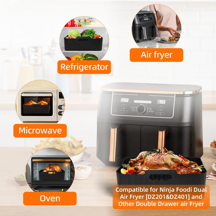 Silikonform Heissluftfritteuse Airfryer Zubehör für Ninja Foodi Max Dual Zone 9.5L Zubehör Heissluft