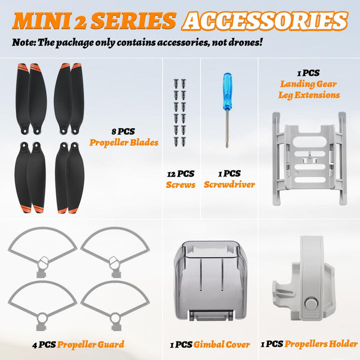 Drohnen Zubehör für DJI Mini 4K/2/SE/2 SE, 8 Propeller für DJI Mini 4K/2/SE/2 SE, 4 Propeller Schutz