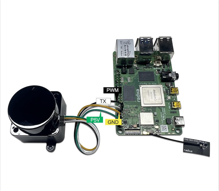 WayPonDEV FHL-LD19 360 Degree 2D Lidar Distance Sensor Kit, 10Hz Scan Rate and 12m Distance Lidar RO