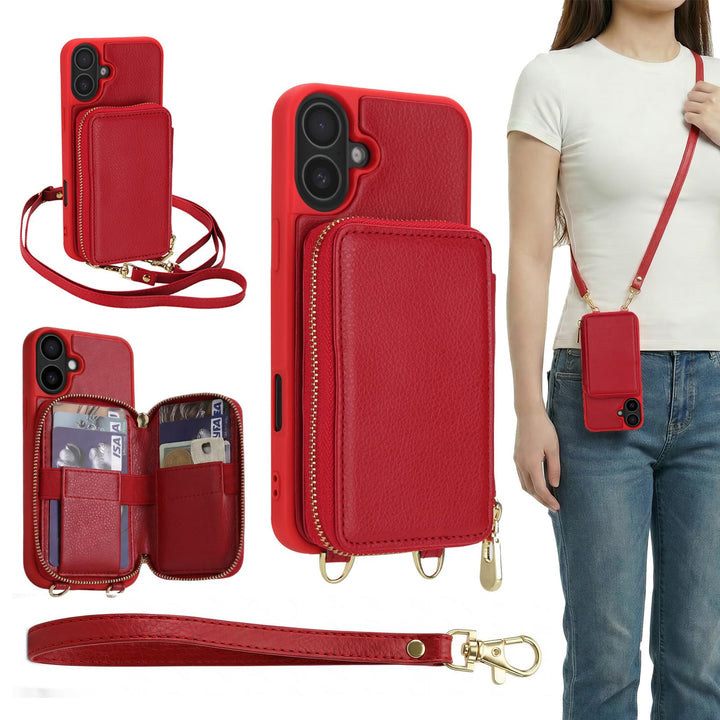 GOODVISH Handykette für iPhone 17 Hülle mit Band, Handytasche mit Kartenfach und Portemonnaie, Handy
