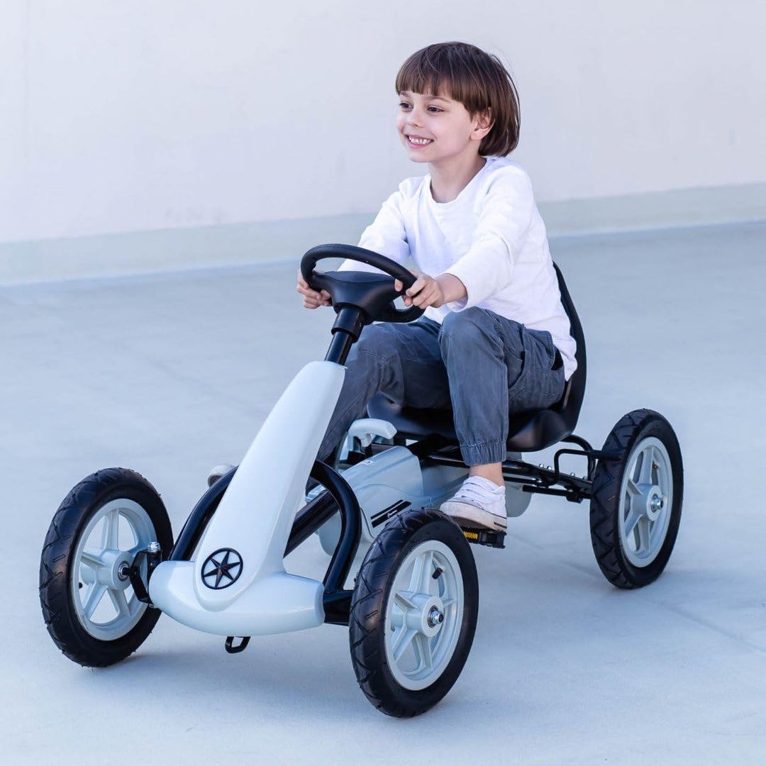 HyperMotion Go-Kart Tretfahrzeug - Kinderfahrzeug ab 5 Jahren - Verstellbarer Sitz mit Doppelhandbre