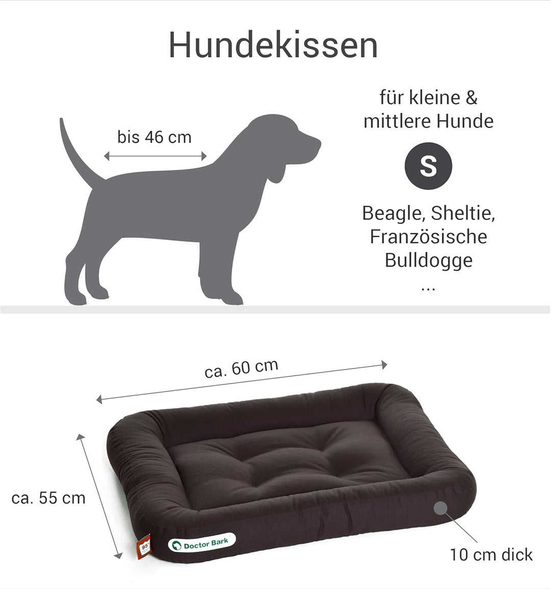 Doctor Bark Hundekissen - orthopädisches Hundebett, 95°C waschbar, hygienisch, robust &amp; bequem (S -