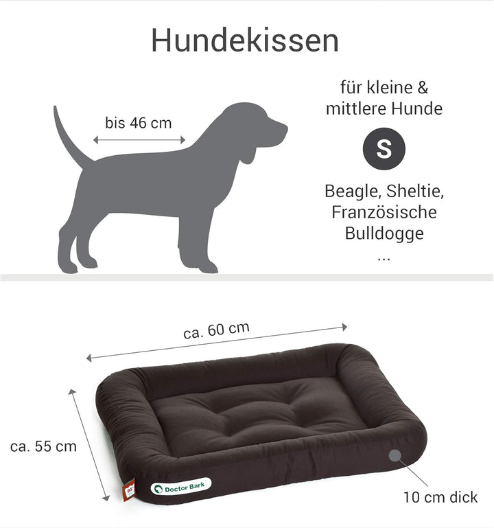 Doctor Bark Hundekissen - orthopädisches Hundebett, 95°C waschbar, hygienisch, robust &amp; bequem (S -