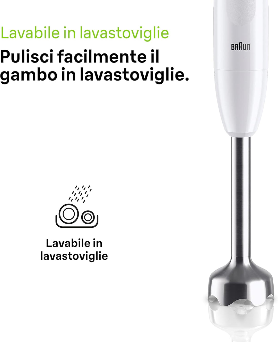 Braun MultiQuick 1 MQ10.201MWH Minipimer mit 5 Jahren Service, leichter Stabmixer, EasyTwist-Technol