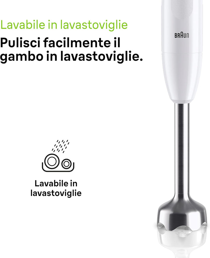 Braun MultiQuick 1 MQ10.201MWH Minipimer mit 5 Jahren Service, leichter Stabmixer, EasyTwist-Technol