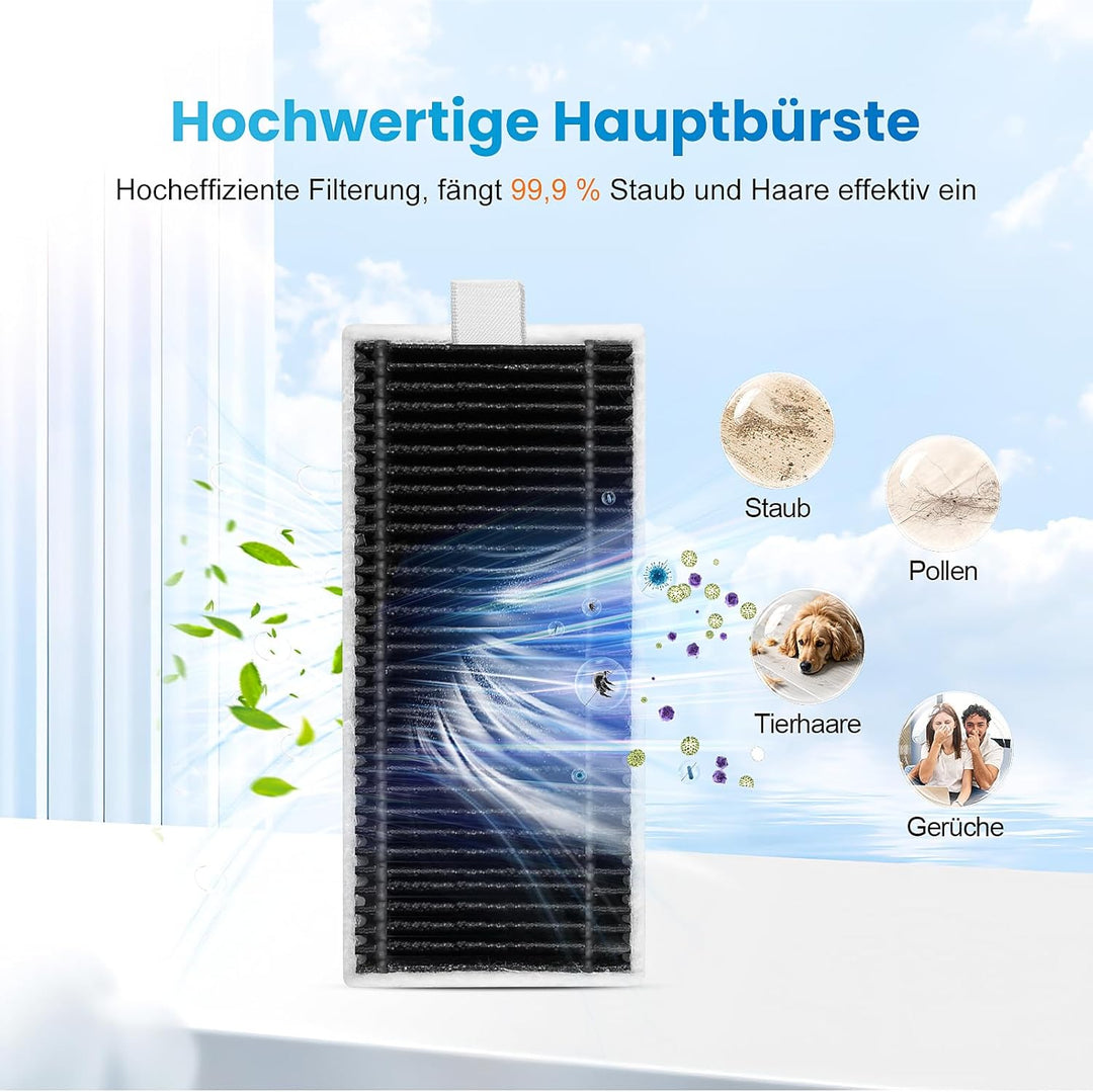 18 Stück Zubehörset für ECOVACS DEEBOT T80 Omni Saugroboter, 1 Gummi-Hauptbürste, 4 Filters, 2 Wisch