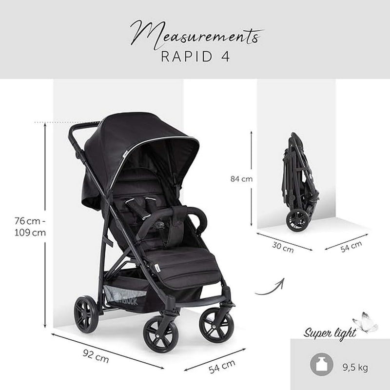 Hauck Buggy Rapid 4 bis 25 kg, Kinderbuggy Klein Zusammenklappbar, mit Liegefunktion, Höhenverstellb