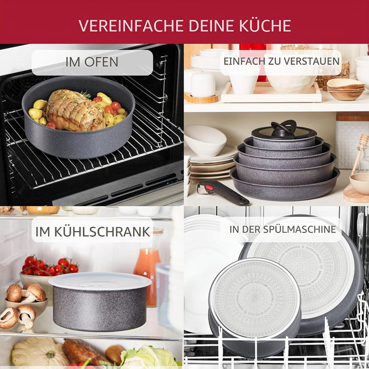 Lagostina Ingenio Mineralis Eco Antihaft-Pfannen-Set, 100% recycelt, 10 Stück, Kasserolle 16 cm, Pfa